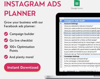 Instagram Ads Campaign Planner: Google Sheets Template (PDF)