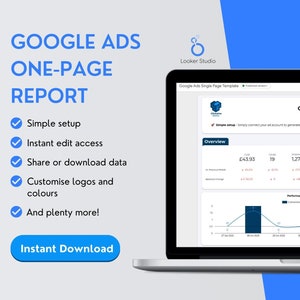 Google Ads One-Page Report - Google Ads Reporting - Google Ads - Looker Studio Report - Google Ads Performance