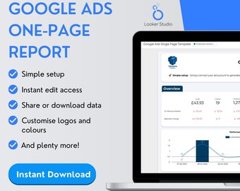 Google Ads One-Page Report: Looker Studio Performance (Digital Download)