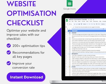 The Ultimate 2026 Website Optimisation Checklist - CRO Template - Conversion Rate Optimisation - Instant Access - Edit & Customise