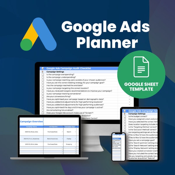 Der ultimative Google Ads Planer 2024 - Google Ads Planer Vorlage - Google Ads Kampagne - Sofortiger Zugriff - Bearbeiten und Anpassen