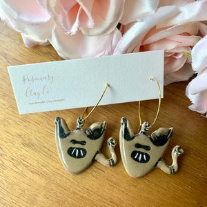 HANDMADE CLAY EARRINGS | Halloween scary movie Silence of the Lambs Hannibal Lector mask handmade clay earrings hoop