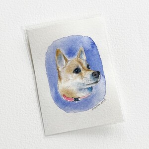 Miniatyr 6,5x9,5 cm akvarellporträtt av husdjur: Personlig handmålad present till husdjursälskare bild 7