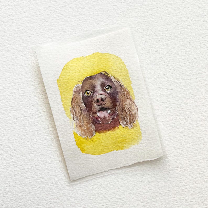 Miniatyr 6,5x9,5 cm akvarellporträtt av husdjur: Personlig handmålad present till husdjursälskare bild 9