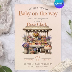 Locally Grown Baby Shower invite Farmers Market Baby Shower Invite Country Farmers Market Baby Shower instant download