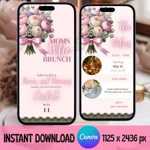 Mother&#39;s Day Invitation Digital Mother&#39;s Day Brunch invite Editable Whimsical Picnic Invite Mothers Day Flowers gift for moms brunch