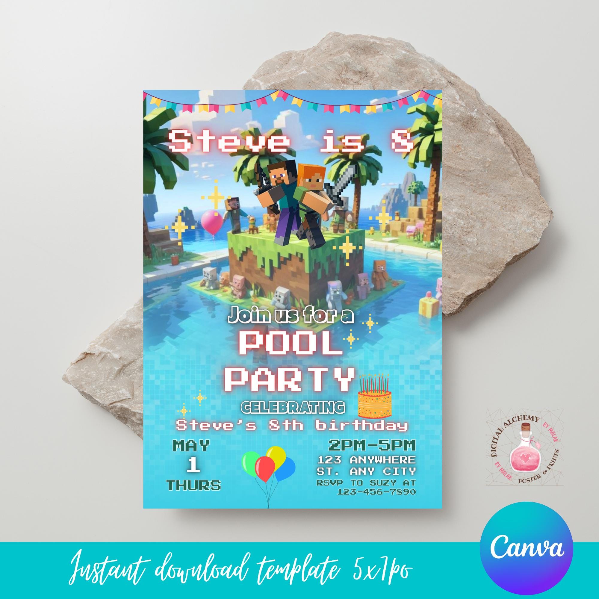 Minecrafter Pool Party Invite