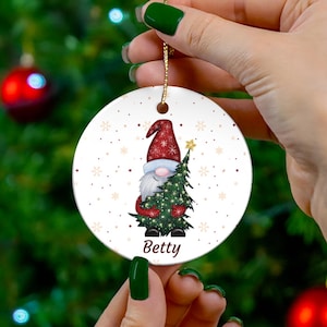 Personalized Gnome Holiday Ornament Gnome Lover Ornament Wildlife Holiday Decor Unique Stocking Stuffer
