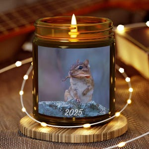 Personalized Chipmunk Candle Woodland Animal Scented Candle Cozy Home Decor Nature Lover Gift Relaxing Aromatherapy Gift Rustic Cabin Decor