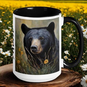 Bear Mug Black Bear Lover Coffee Cup Wildlife Enthusiast Mug Mama Bear Gift Rustic Cabin Kitchen Accessory Personalized Wildlife Mug