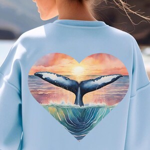 Whale Sweatshirt Whale Tail Wildlife Lover Gift Marine Wildlife Apparel Whale Beach Cover Up Nature Inspired Apparel Coastal Vibes Shirt
