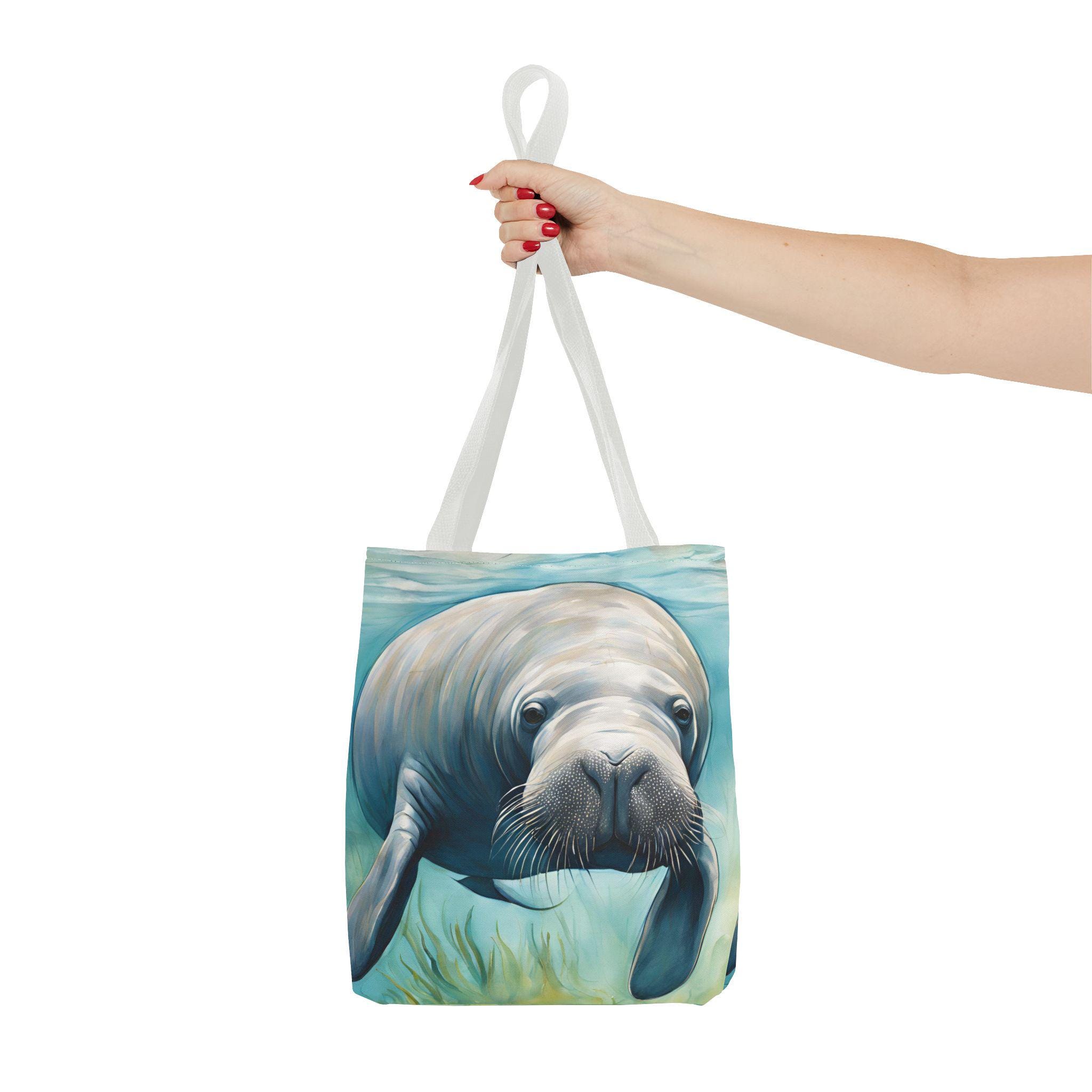 Watercolor Manatee Tote Bag Coastal Beach Shopping Tote - Etsy Israel