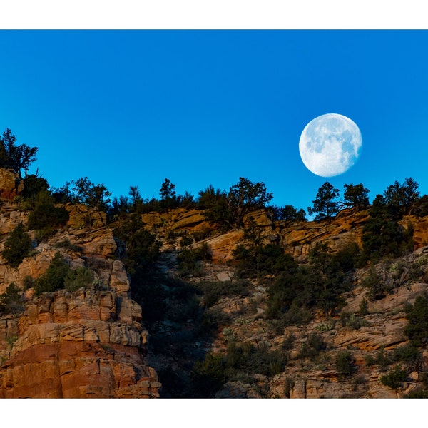 Moon Landscape Panoramic Photograph, Moon Art, Moon Print, Mountain Print, Fine Art Landscape Photography