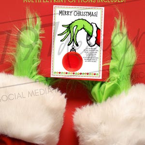 Grinch-Inspired Playdoh Gift Tag | Christmas Playdoh Card | Printable Holiday Playdoh Gift for Kids