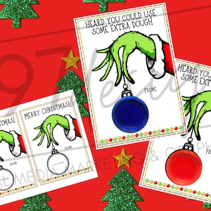Grinch Geïnspireerd Playdoh Gift Tag, Hoorde dat je wat extra deeg kon gebruiken, Kerst Playdoh Card, Funny Extra Dough Card