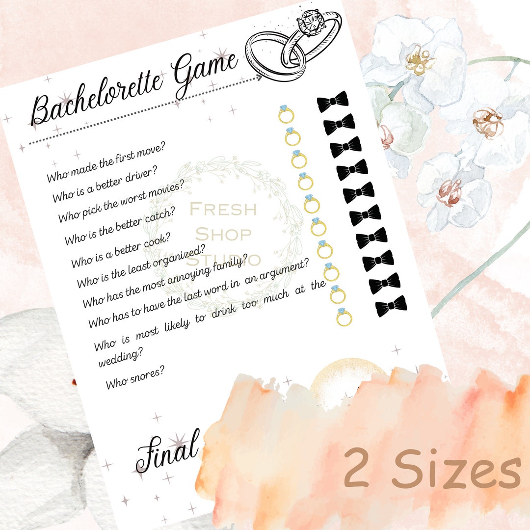 Bachelorette Party Printable Game, Printable Bachelorette Games ...