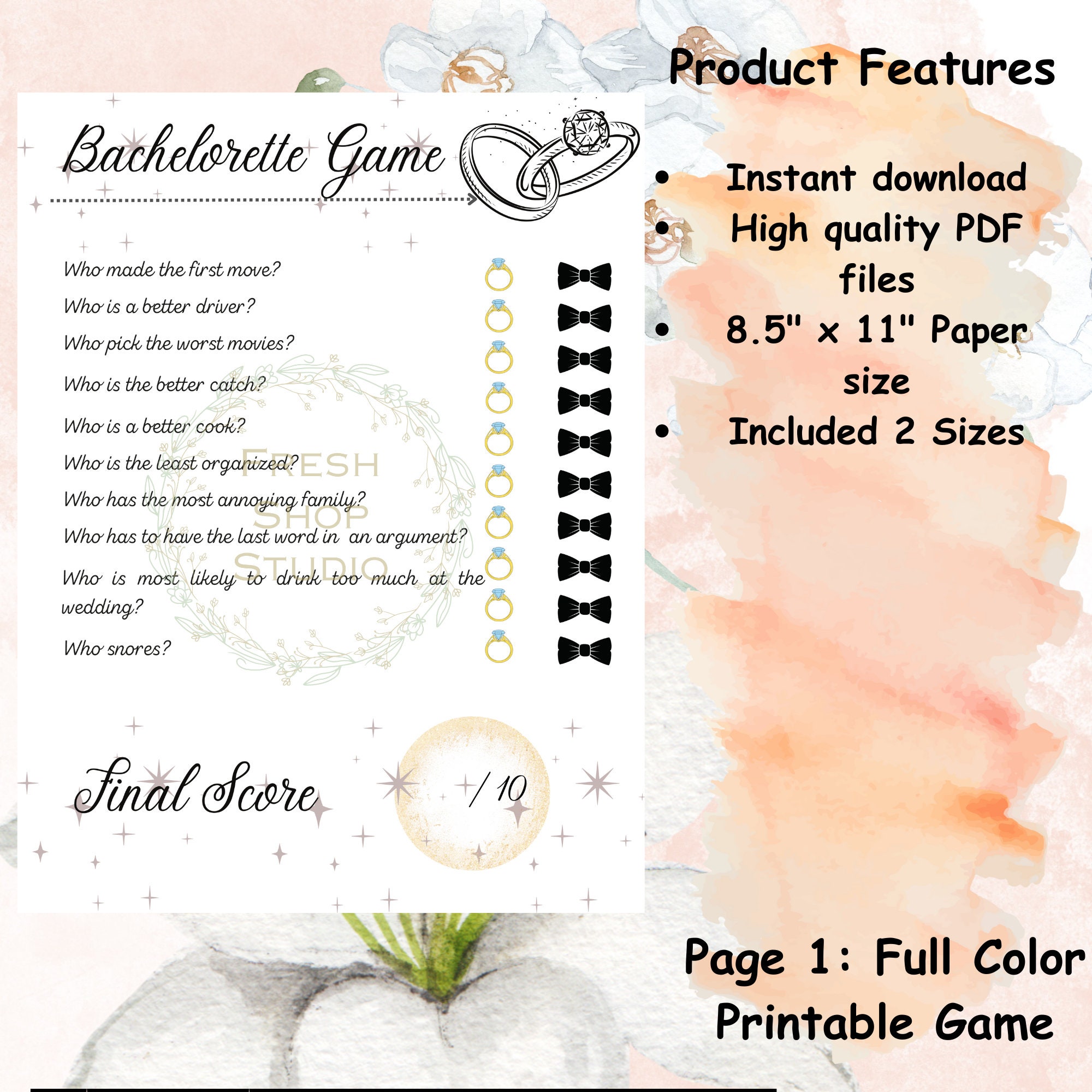 Bachelorette Party Printable Game, Printable Bachelorette Games ...