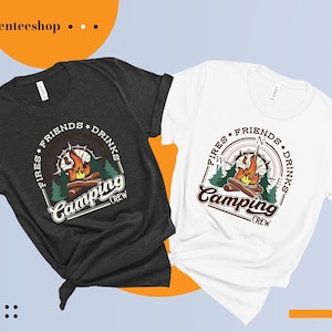 Fire Friends Drinks Camping Crew Shirt, Camping Shirt, Campfire Shirt, Camp Friends Shirt, Camping Shirt, Camping Group Shirts