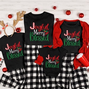 Joyful Merry and Blessed Christmas Shirt, Christmas Party Shirt, Family Matching Shirt, Christmas Party Shirts, Christmas Pajamas Shirts