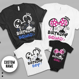 Personalized Birthday Squad Shirts, Disney Birthday Girl/Boy Shirt, Family Matching Disney T-shirts, Disney Squad Tee,Custom Disney Trip Tee