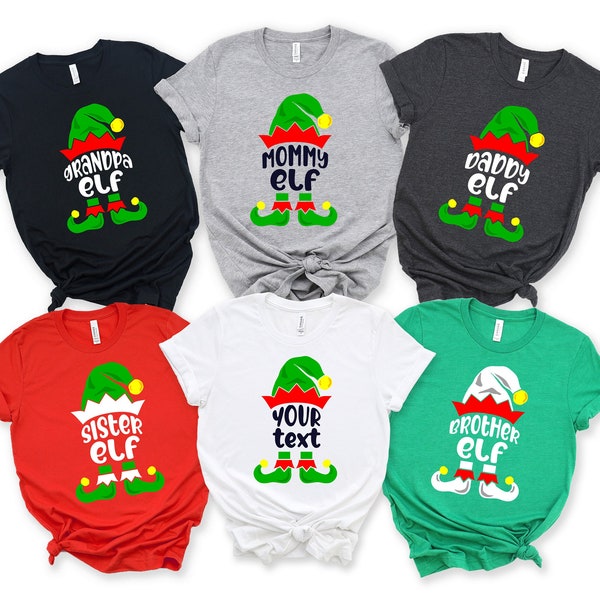 Chemises familiales personnalisées assorties aux lutins de Noël, chemise familiale de Noël, chemise de groupe de Noël, pyjamas de famille de Noël, cadeaux de Noël