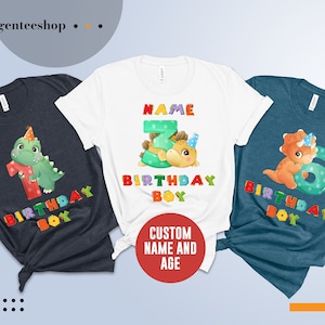 Custom Dinosaur Birthday Boy Shirt, T-Rex Birthday Boy Tee, Dinosaur Birthday Party Shirt, Personalized Birthday Boy Shirt, Custom Age Shirt