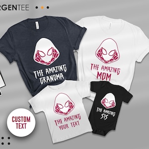 Camisa Spider-Gwen increíble personalizada, hermana araña, camisas de mamá araña, camisas a juego familiares, camisas de la familia Spiderman, camisetas a juego familiares