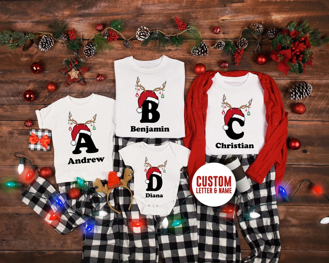 Family Christmas Name Shirt, Monogrammed Family Christmas Tshirts