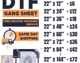 Bulk Gang Sheet, Bulk DTF, Dtf Transfers, Gang Sheet Print, Ready To Press,Ready To Print, Direct To Film, Bulk Printing, Same Day Service