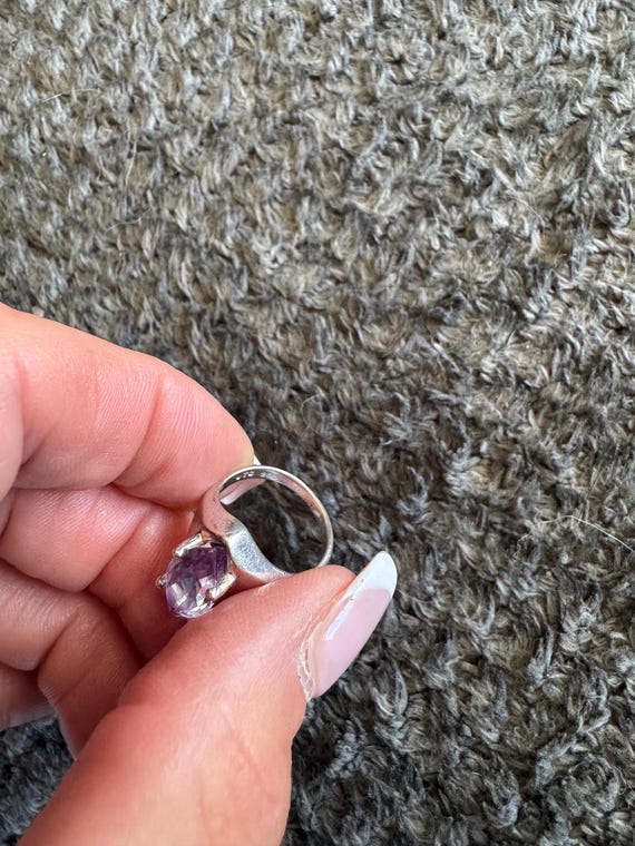Solid sterling silver, large amethyst, modern des… - image 6