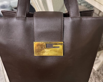 Gucci Vintage 1960s Dark Chocolate Calfskin Leather Flap Top