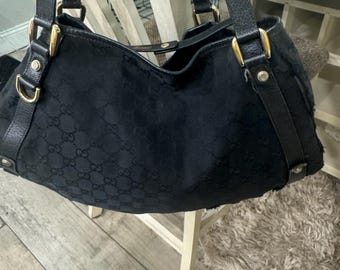 Gucci GG Canvas Medium Abbey Shoulder Bag Black Purse