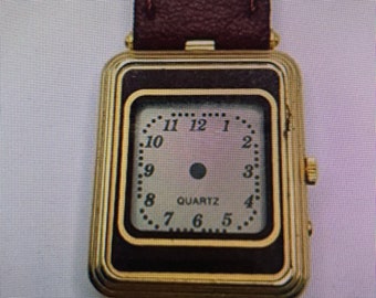 Vintage Marcel, 963 burgundy, leather LCD retro watch
