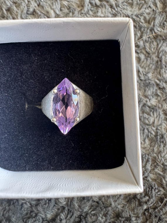 Solid sterling silver, large amethyst, modern des… - image 2