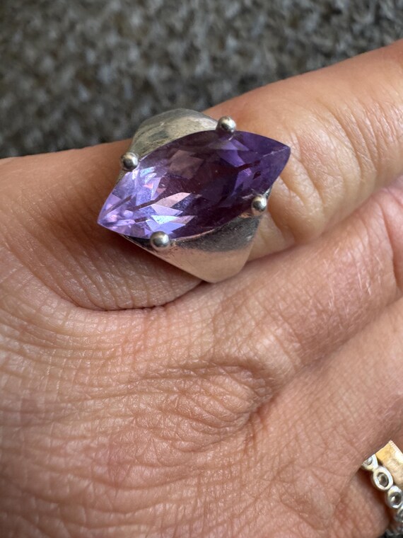 Solid sterling silver, large amethyst, modern des… - image 4