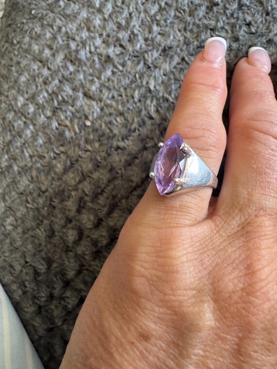 Solid sterling silver, large amethyst, modern des… - image 3