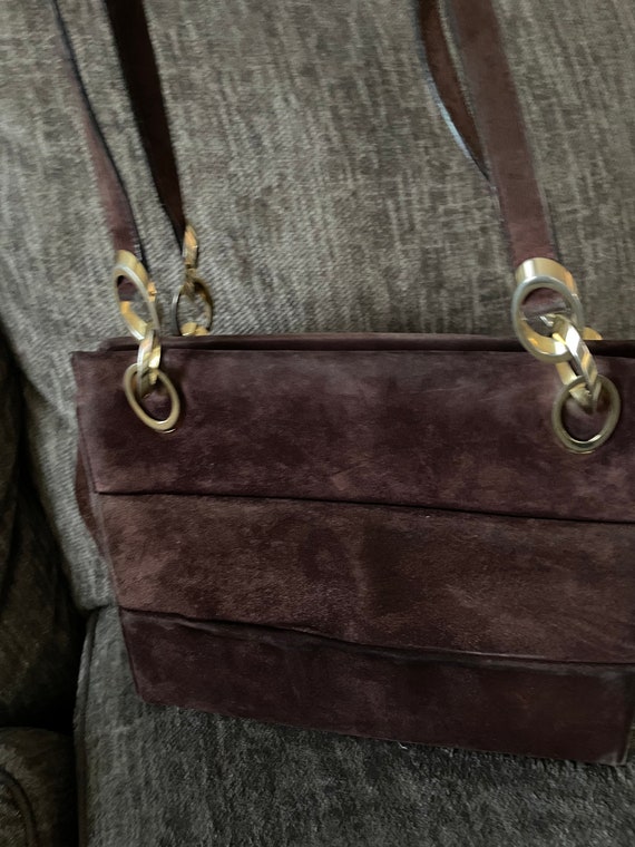 Vintage Salvatore Ferragamo brown suede handbag
