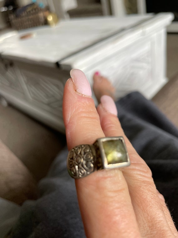 Fancy STERLING SILVER LABRADORITE Ring Vintage