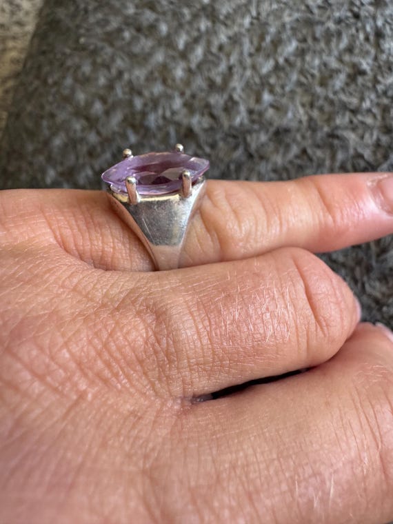 Solid sterling silver, large amethyst, modern des… - image 5