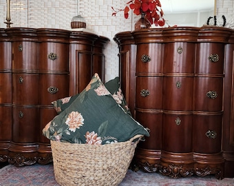 SOLD DO NOT buy Pair of Oversized Carved Chest Nightstands –Vintage Statement Furniture