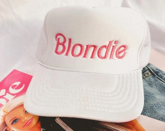 Blondie witte hoed, cadeaus voor haar, witte trucker pet, cadeaus voor haar