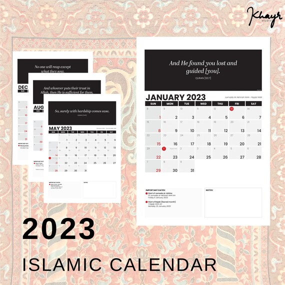 2023 Islamic Calendar Hijri Dates and Important Events Digital Printable  Vertical Calendar Minimalist Calendar - Etsy