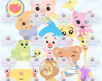 Plim Plim and his friends Pastel Party / Plim Plim and friends / Clipart PNG / Paper Digital JPG I Instant Download