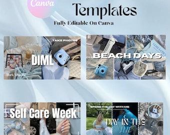 4 Trendige Blaue YouTube Thumbnail Templates. || DIY Brandmalerei Kit || Bearbeitbare Canva-Vorlagen