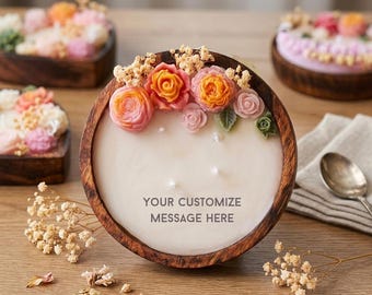 Handgemachte personalisierte Nachricht Kerze, 15,2 cm rund Holzteig, Duftkerze, einzigartiger Geburtstag, Jubiläum, Vatertagsgeschenk