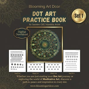 Övningsbok för prickkonst | Arbetsbok för mandalakonst | Kreativ guide för mindfulness | Prickmönster för nybörjare | Digital nedladdning | övningsblad