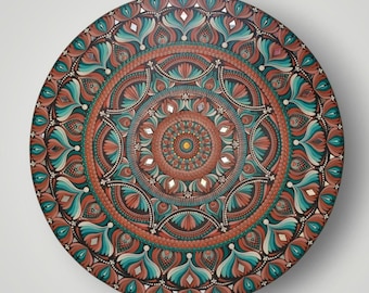 Orignal Painting Dot Mandala Mirror Wall Art | 60 cm Brown Mosaic - Home Decor-  meditation room - zen wall decor - Unique wall art