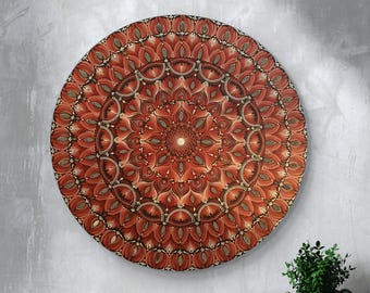 Mandala painting , Autumn fall & Halloween palette, statement peice wall decor , Bohemian Home Decor, Spiritual , zen art ,yoga room decor