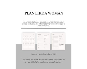 DIGITAL DOWNLOAD PLANNER, Goodnotes, Period Tracker, Ovulation Tracker, Energy Tracker, Plan Like a Woman! Grey/Black version