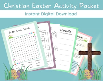 Christian Easter Activity Packet | Bible Worksheets, Sunday School Lesson (Instant Download PDF)
